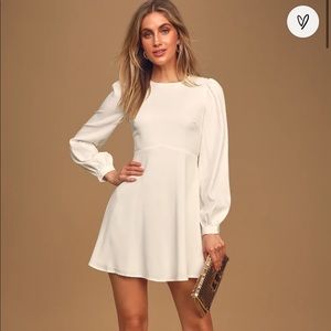 Lulu’s White Follow Me Long Sleeve Dress